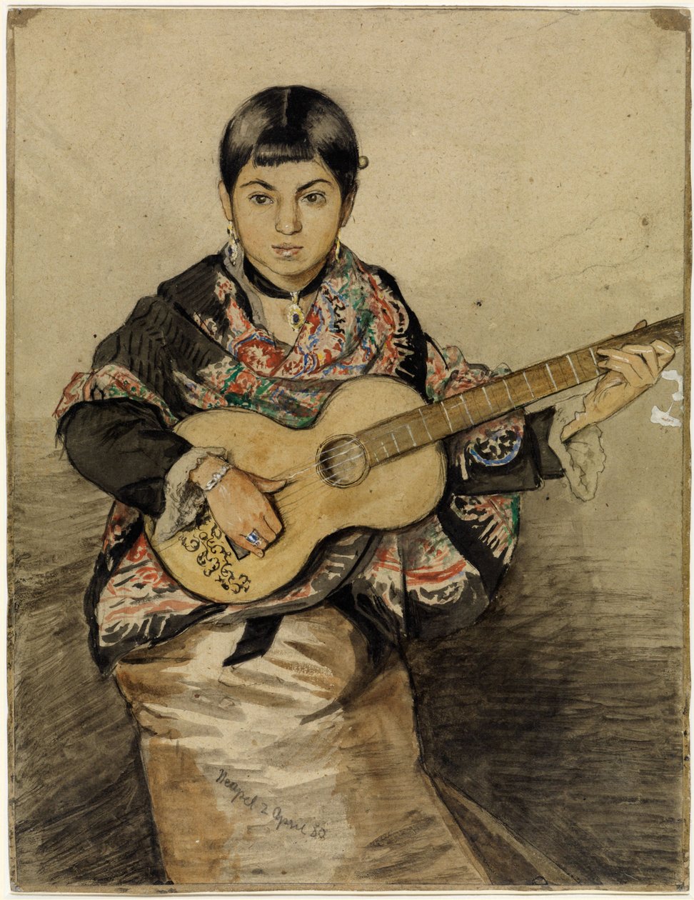 En kvinde fra Napoli med en guitar af Hans Thoma