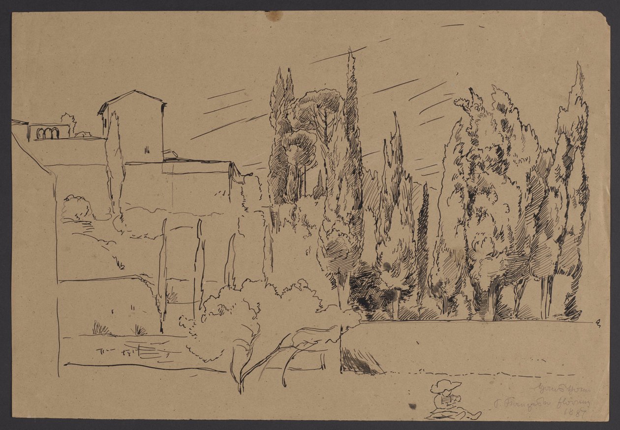 Området omkring Sankt Fransiskus-klosteret i Firenze af Hans Thoma
