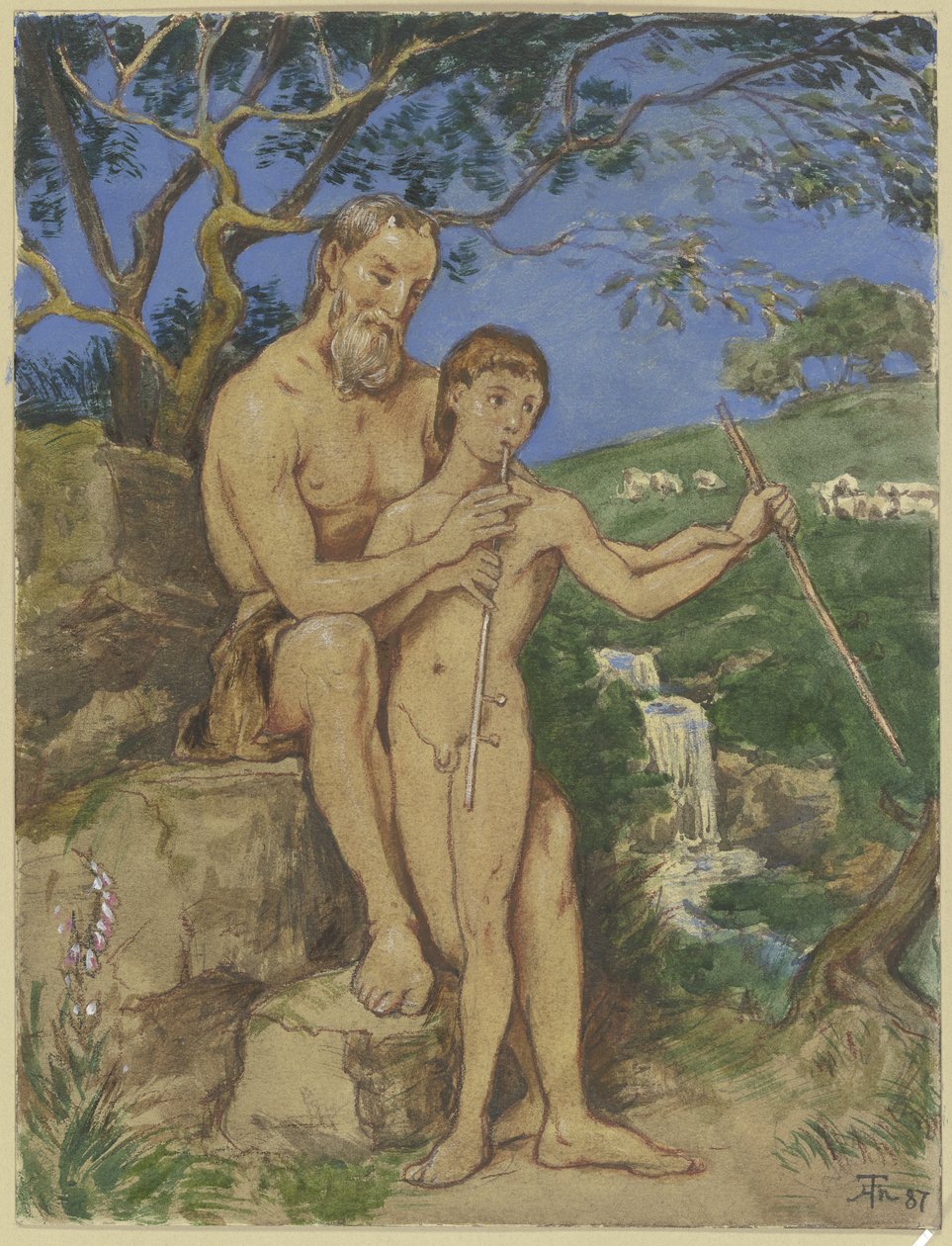 Gammel og ung faun af Hans Thoma