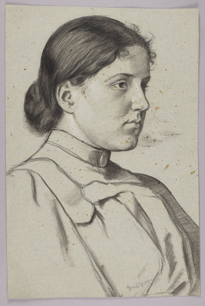 Buste af en ung kvinde set i 3/4-vinkel af Hans Thoma