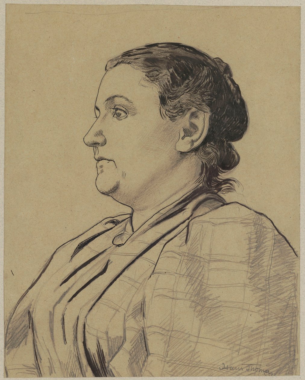 Portræt af kunstnerens hustru – Celli af Hans Thoma