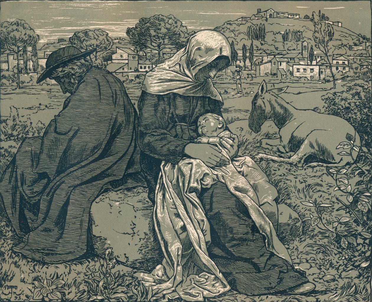 Hvil under flugten til Egypten, c1897 af Hans Thoma