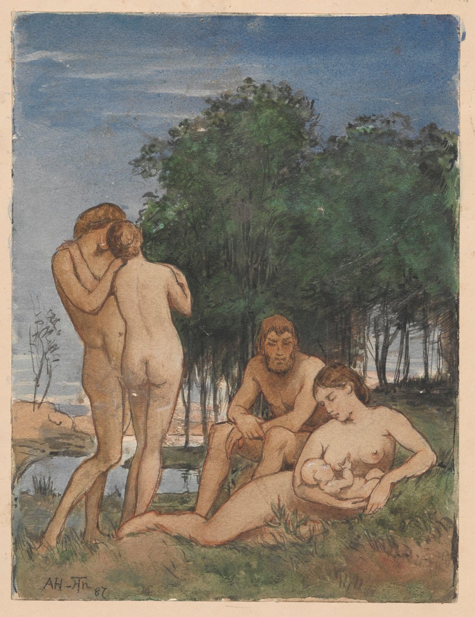 En idyllisk scene af Hans Thoma
