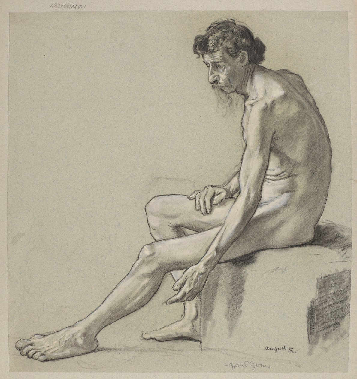 Studie af en mandlig nøgenfigur af Hans Thoma