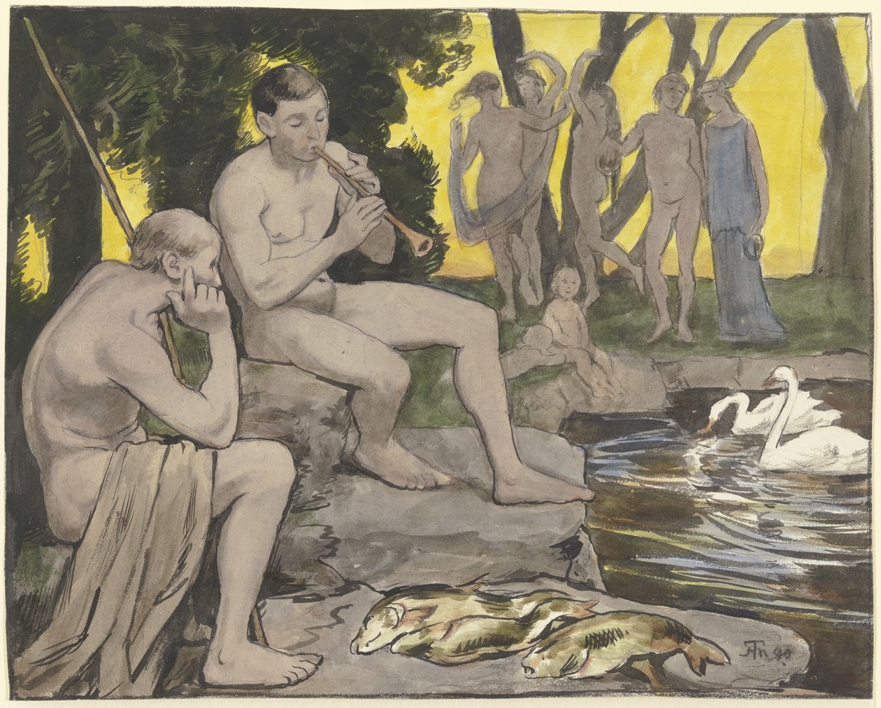 De Elysæiske Marker (dansende nymfer) af Hans Thoma
