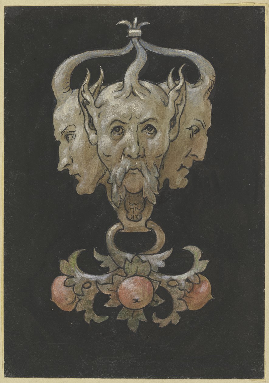 Tre satyrmasker af Hans Thoma