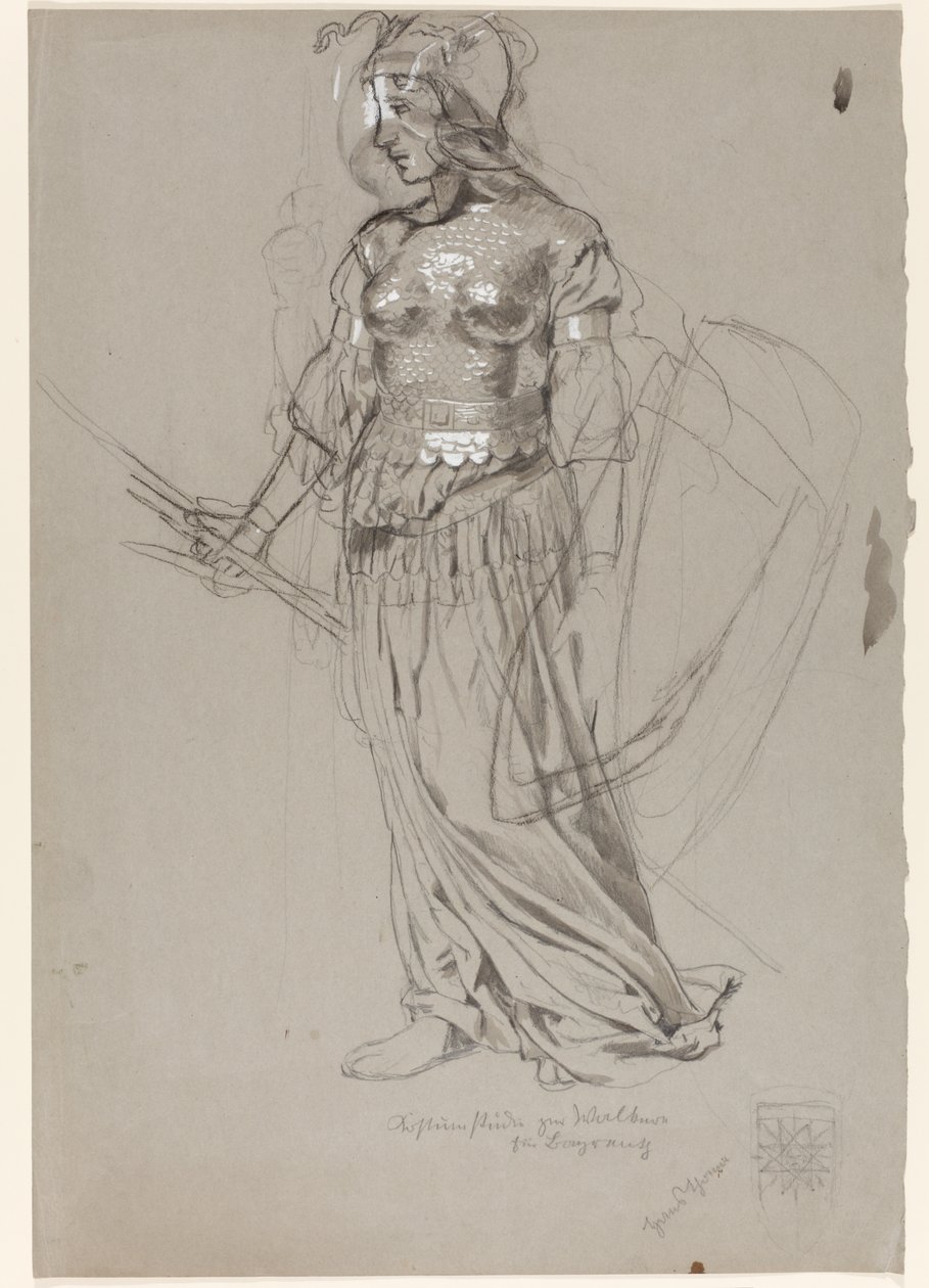 Valkyrie (kostumestudie til Bayreuth) af Hans Thoma