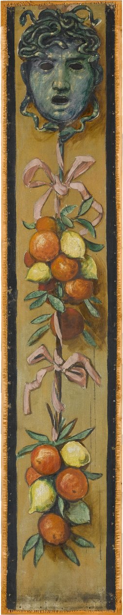 Wandfries aus dem Musiksaal des Hauses Pringsheim, München: Medusenhaupt, Orangen- und Zitronenbündel. Links von Inv.-Nr. 1925 af Hans Thoma