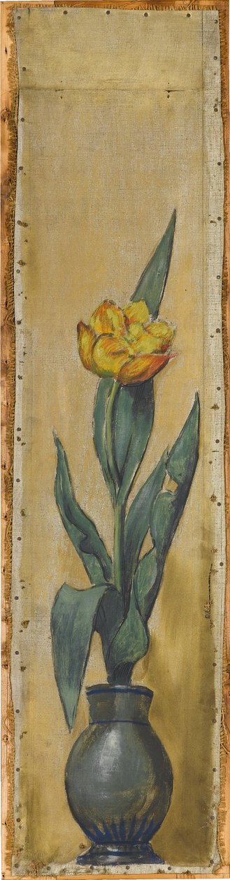 Wandfries aus dem Musiksaal des Hauses Pringsheim, München: Vase mit gelber Tulpe. Rechts von Inv.-Nr. 1927 af Hans Thoma
