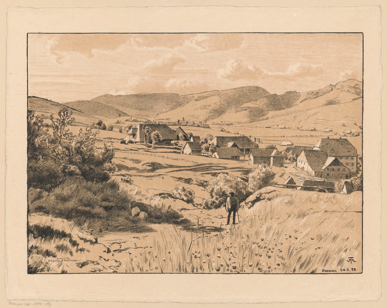 Udsigt over Bernau med en vandrer af Hans Thoma