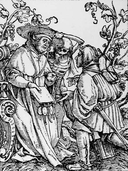 Døden og kardinal, fra Dødedansen, graveret af Hans Lutzelburger, ca. 1538 af Hans after Holbein the Younger