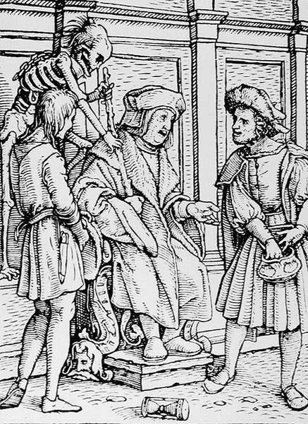 Døden og Dommeren, fra Dødedansen, graveret af Hans Lutzelburger, ca. 1538 af Hans after Holbein the Younger