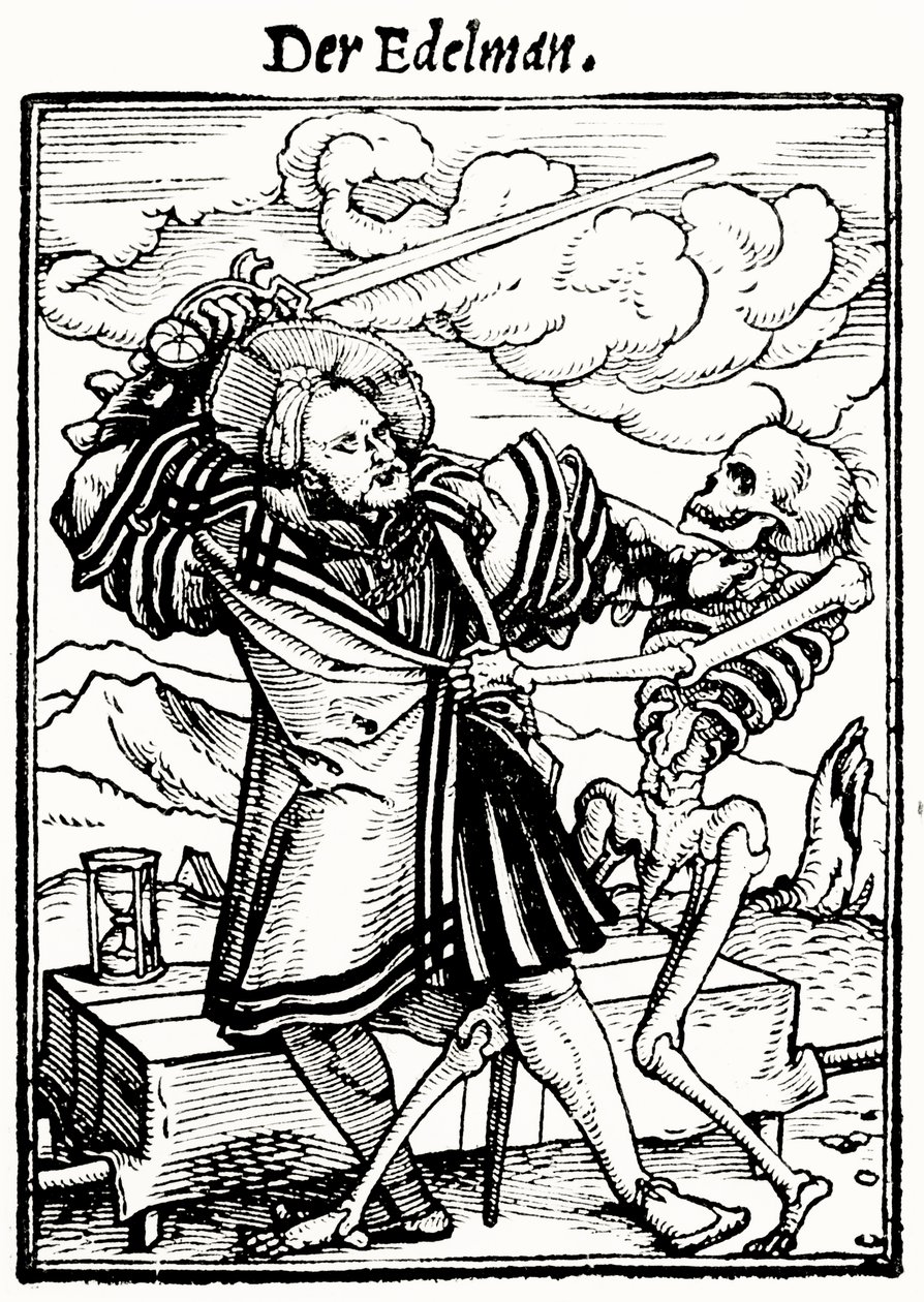 Døden og Adelsmanden, fra Dødedansen, graveret af Hans Lutzelburger, ca. 1538 af Hans after Holbein the Younger
