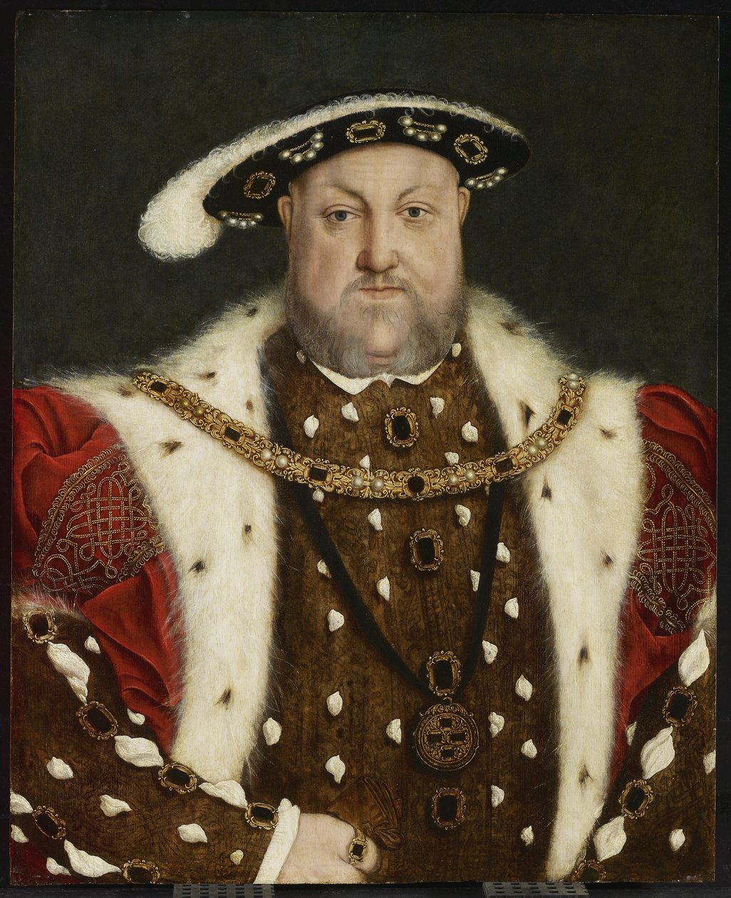 Portræt af Henrik VIII, anden halvdel af 1500-tallet (olie på egetræspanel) af Hans circle of Holbein the Younger