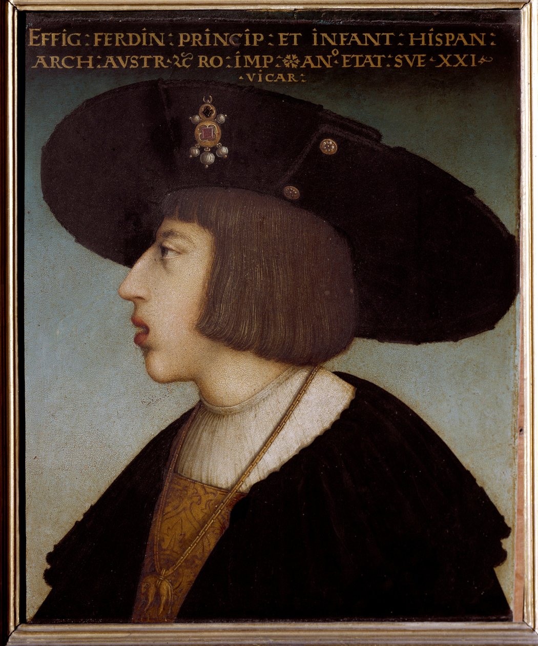 Portræt af Ferdinand I, den hellige romerske kejser og konge af Bøhmen og Ungarn, 21 år (iført kraven af Det Gyldne Skind) af Hans or Johan Maler