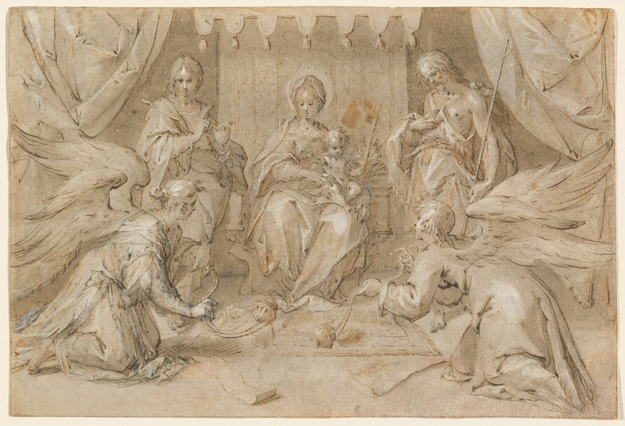 Madonnaen troner med Johannes Døberen og Sankt Johannes Evangelisten af Hans von Aachen