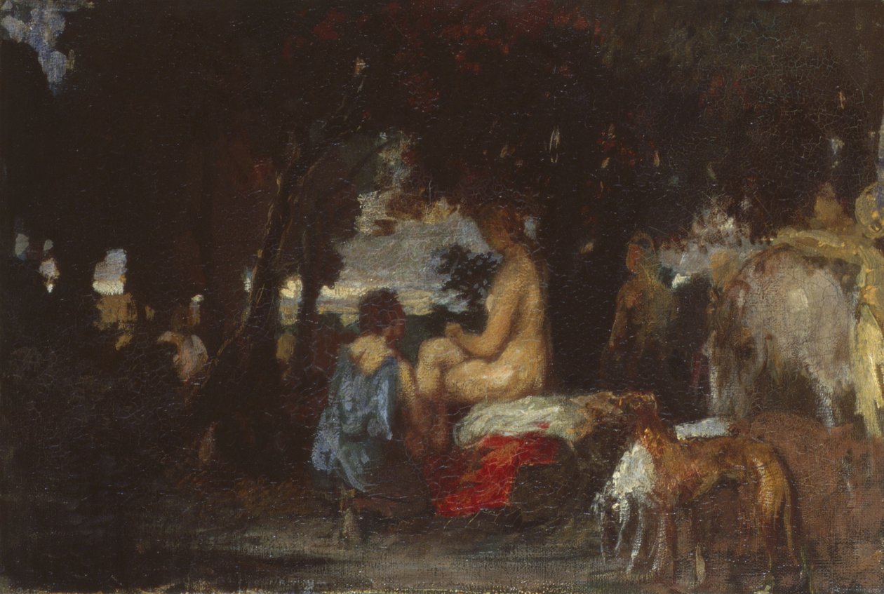 The Bath of Diana, en undersøgelse for The Repose of Diana, 1863 af Hans von Marées