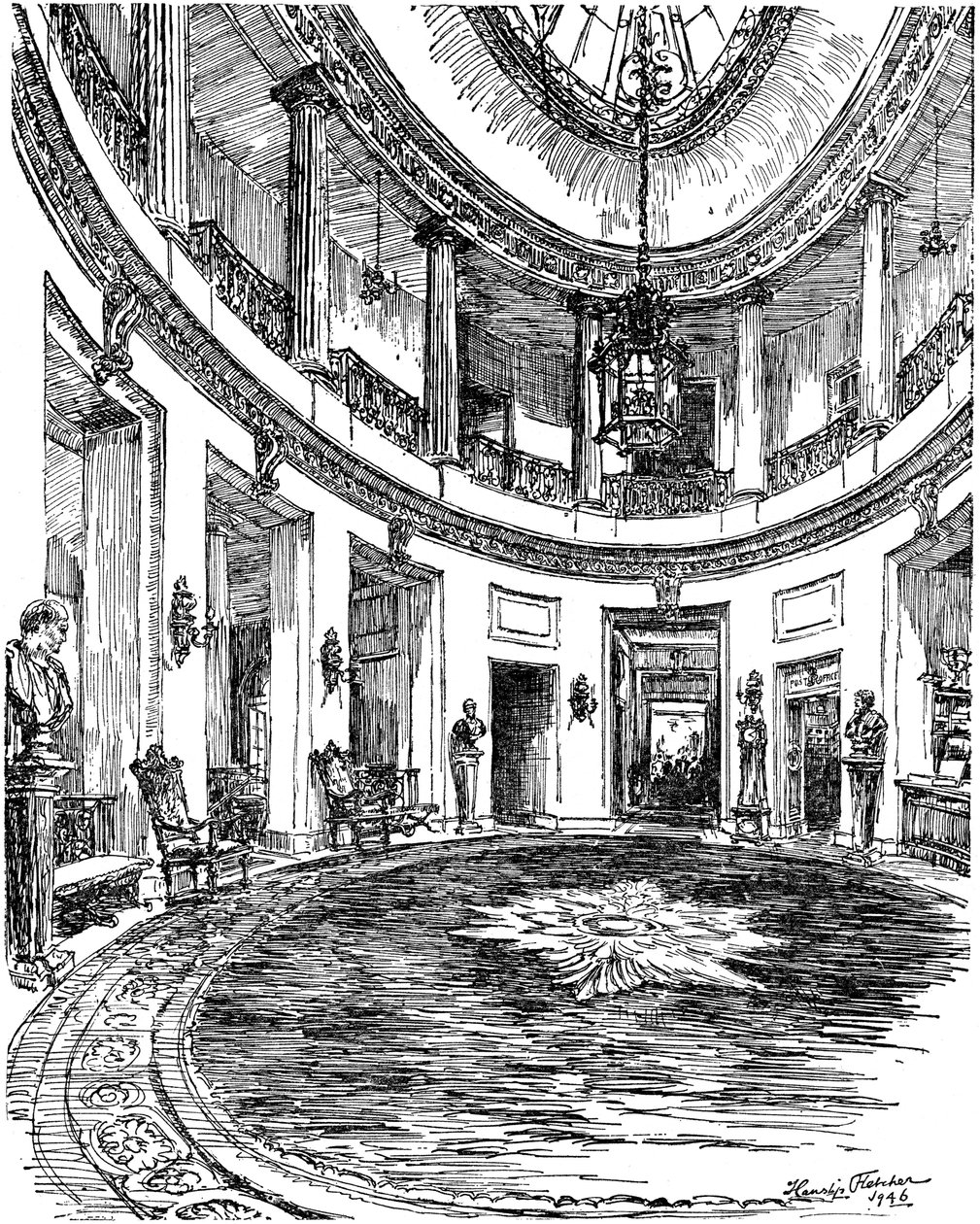 Entréen til RAC klubhuset, Pall Mall, London, 1946 af Hanslip Fletcher