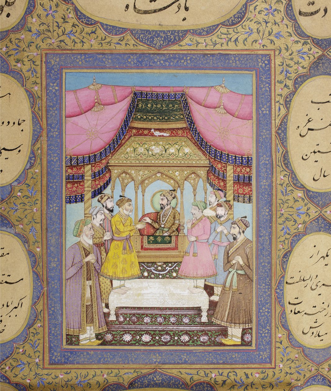 Album af Mughal-dynastisk genealogi, 1855 (ugennemsigtig wc og guld på papir) af Haqim Ahasan Ullah Khan