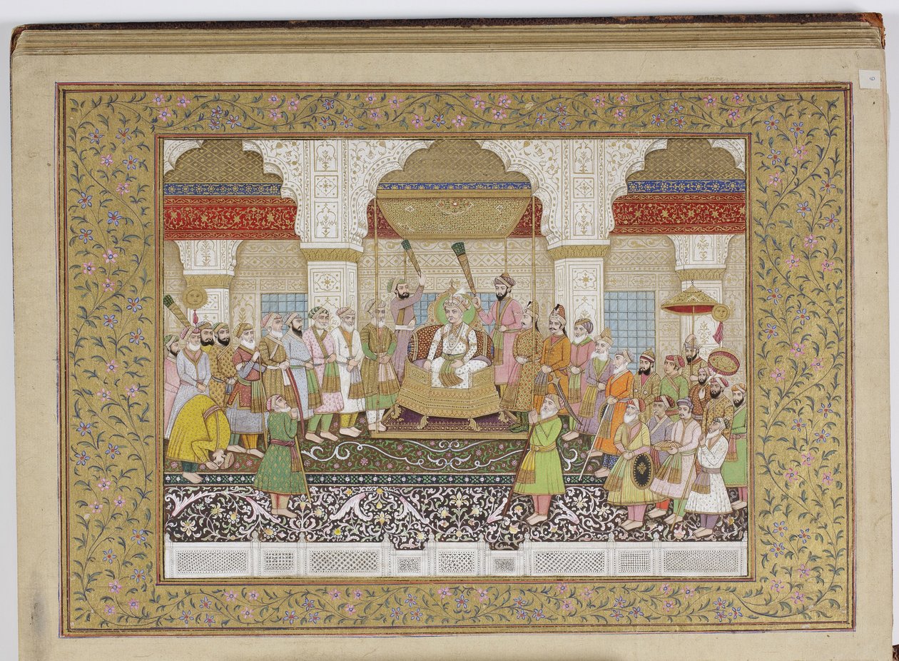 Album af Mughal-dynastisk genealogi, 1855 (ugennemsigtig wc og guld på papir) af Haqim Ahasan Ullah Khan