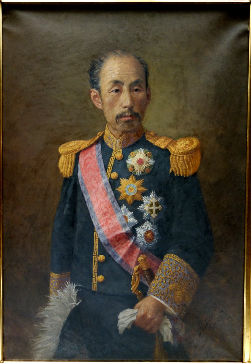 Po RT kommer til støtte Sanetomi (1837-1891) af Harada Naojiro
