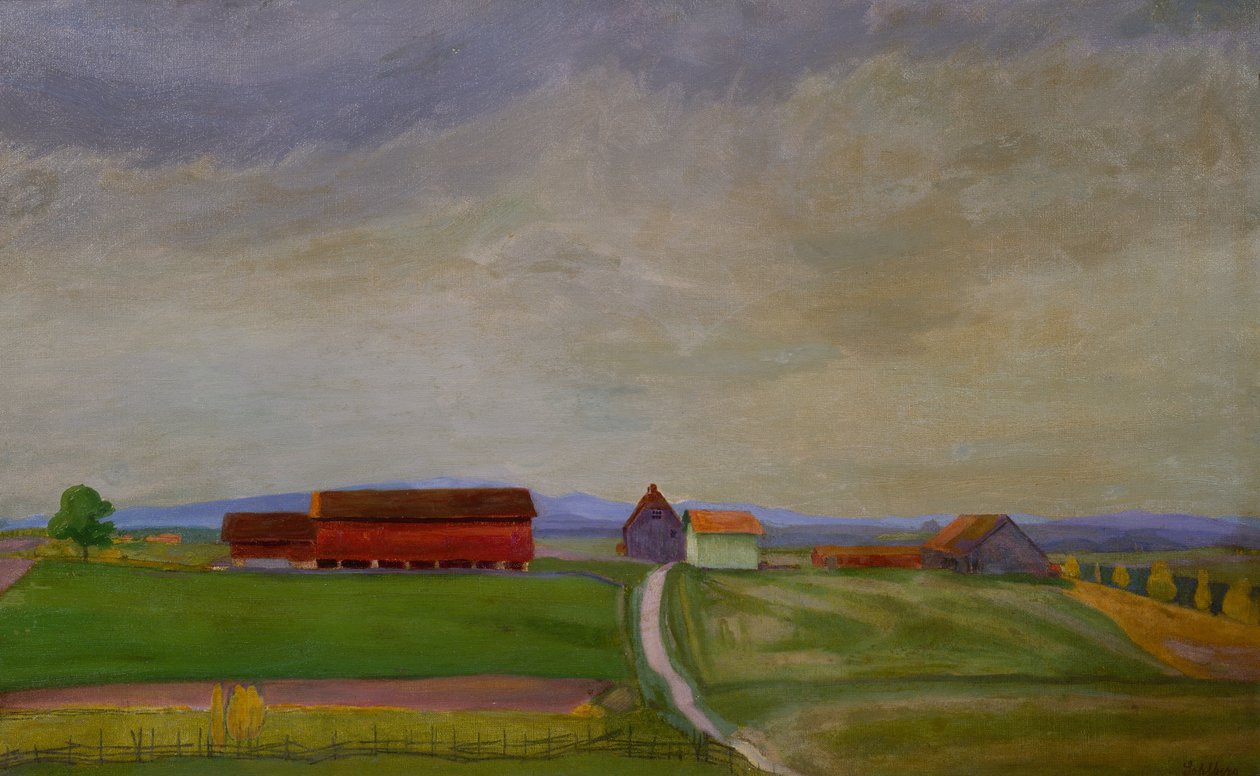 Marklandskab med gård af Harald Oscar Sohlberg