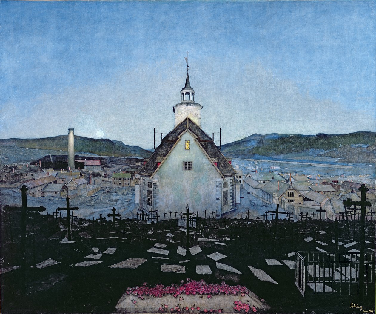 Nat (farveblyant på papir) af Harald Oscar Sohlberg