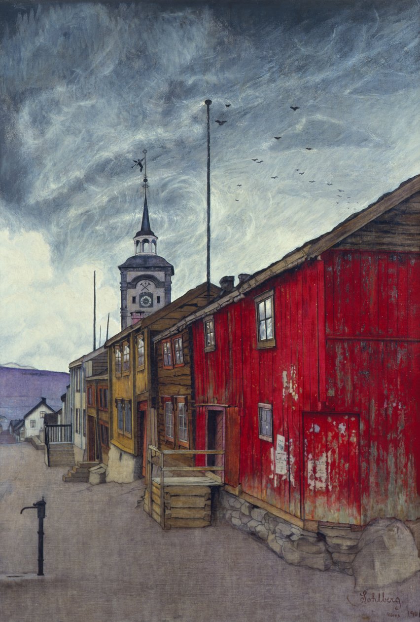 Gade på Røros af Harald Oscar Sohlberg