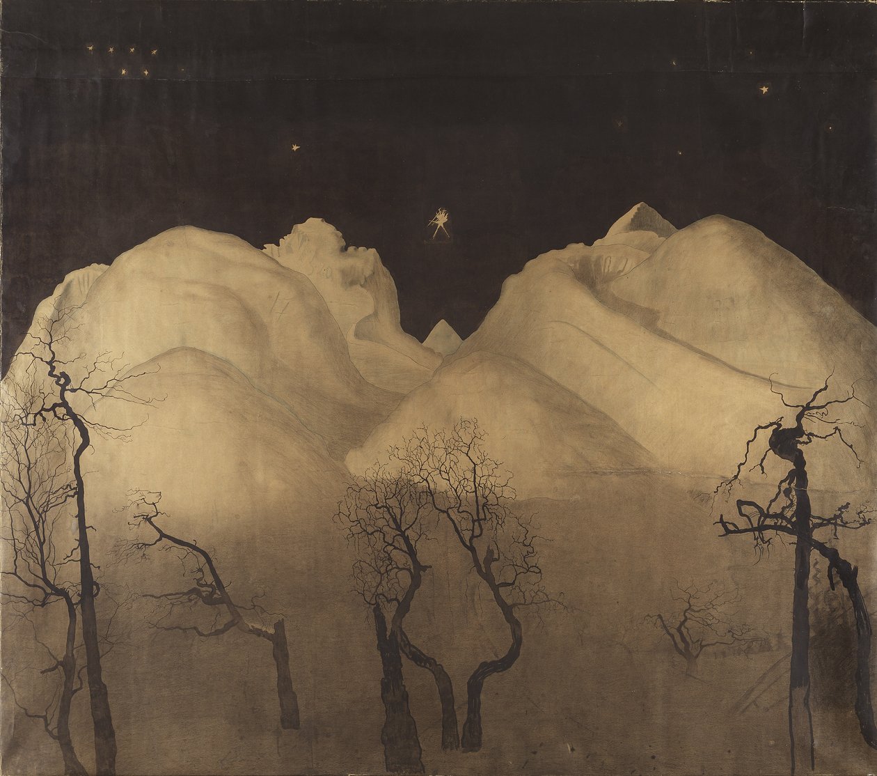 Vinternat i bjergene. studie, 1902-2 af Harald Oscar Sohlberg