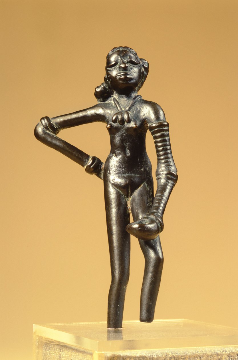 Figur af en ung danser, fra Mohenjo-Daro, Indus Valley, Pakistan, 3000-1500 f.Kr. (bronze) af Harappan