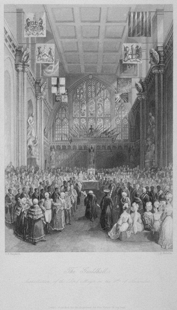 Installation af Londons overborgmester i Guildhall, City of London, 1838. af Harden Sidney Melville