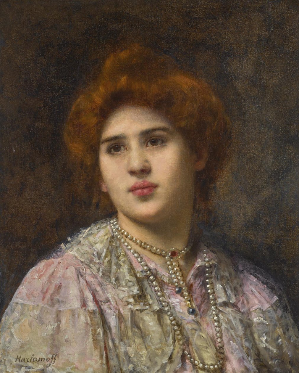 Portræt af operasangerinden Félia Litvinne 1860-1936. af Harlamov
