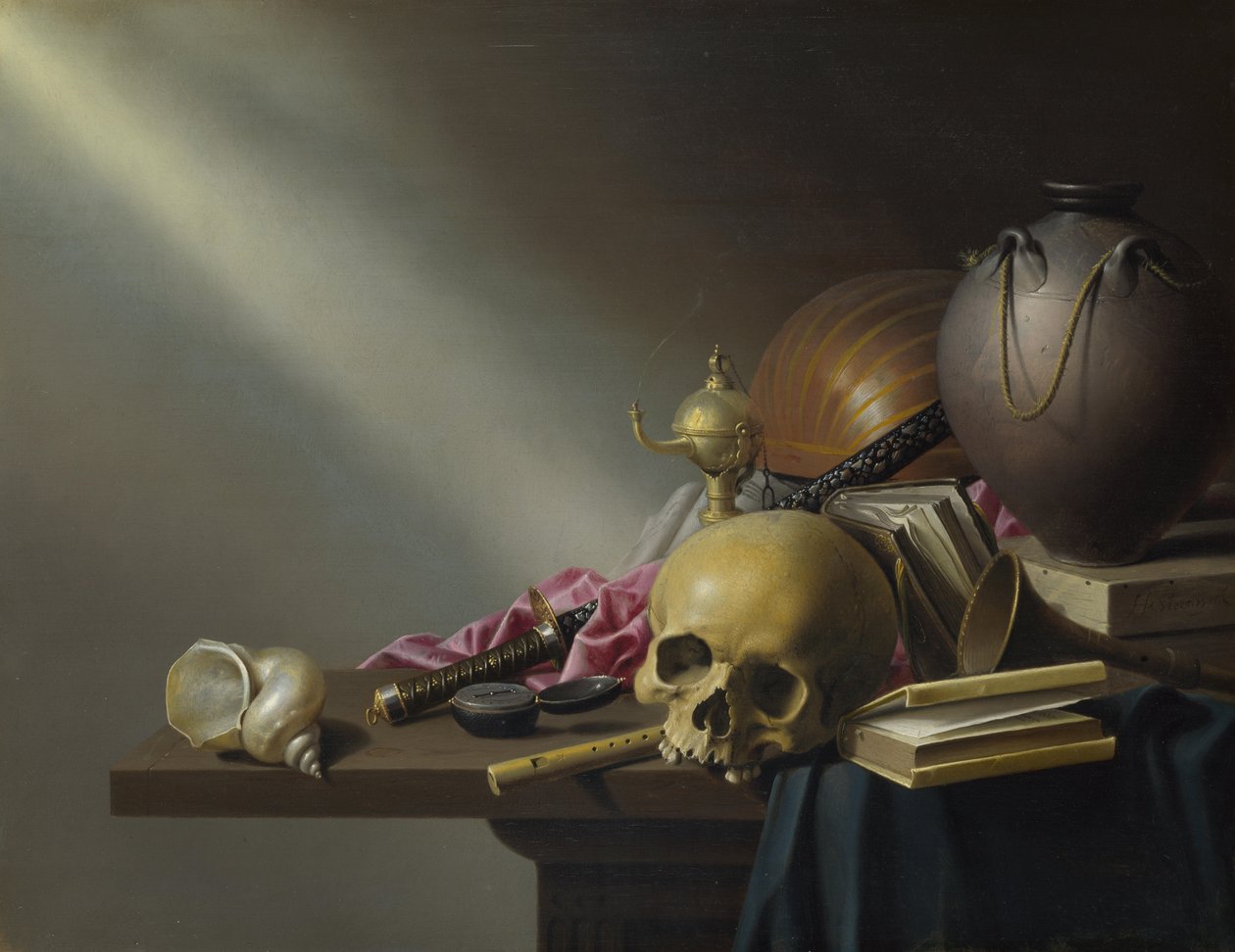 En allegori over menneskelivets forfængelighed, ca. 1640 af Harmen Steenwijck