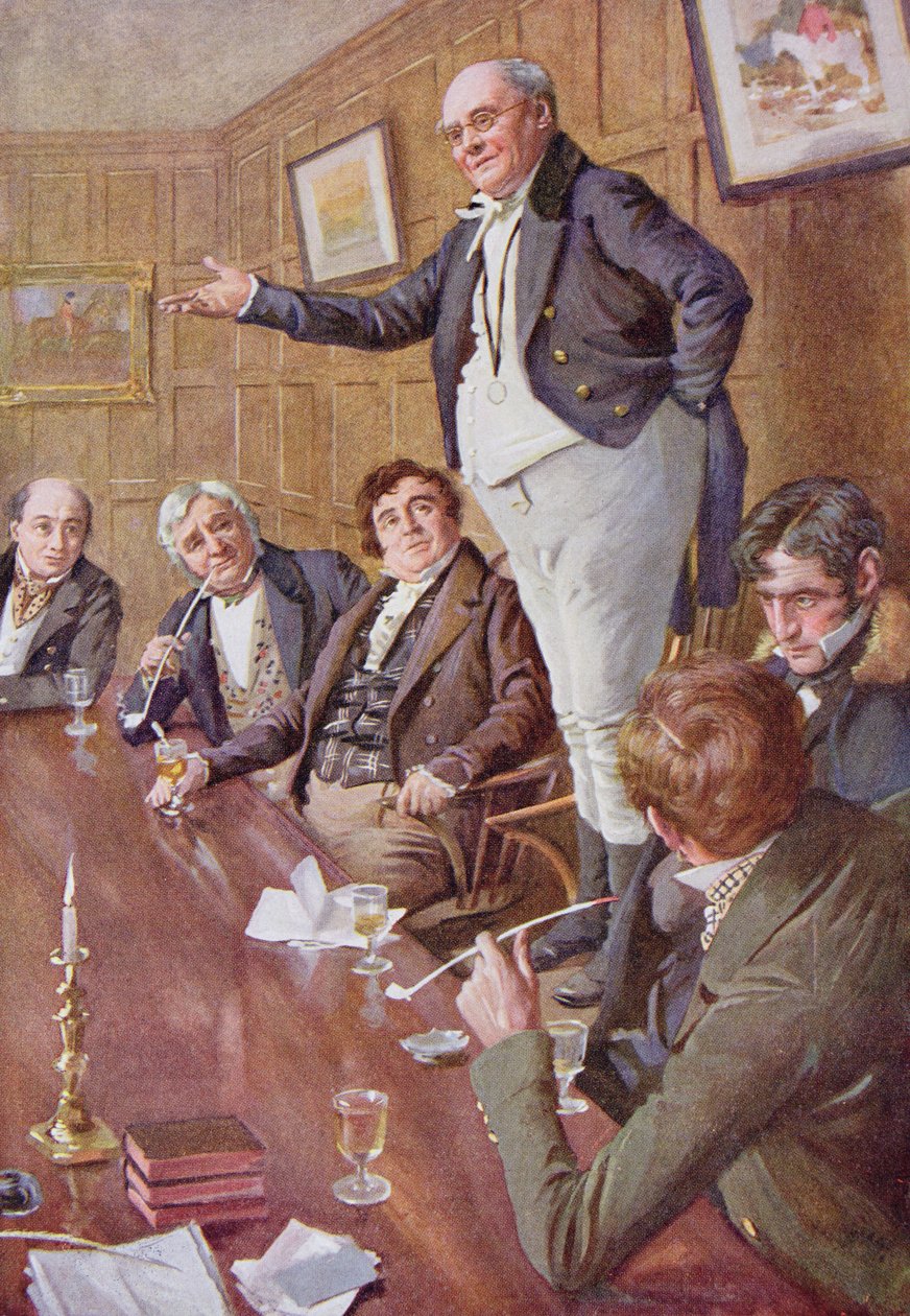 Mr. Pickwick Addresses the Club, illustration til 