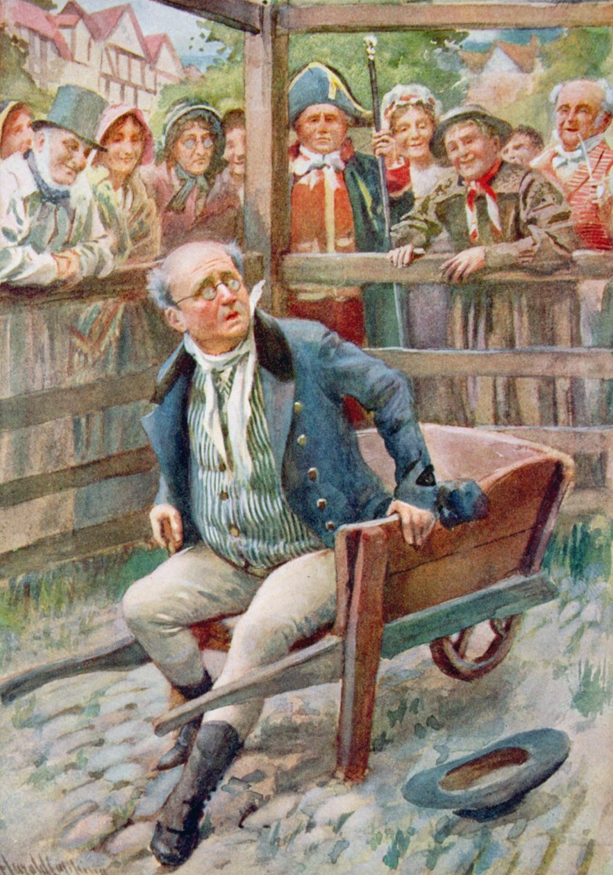 Hr. Pickwick i pundet, illustration til "Character Sketches from Dickens", udarbejdet af B.W. Matz, 1924 af Harold Copping
