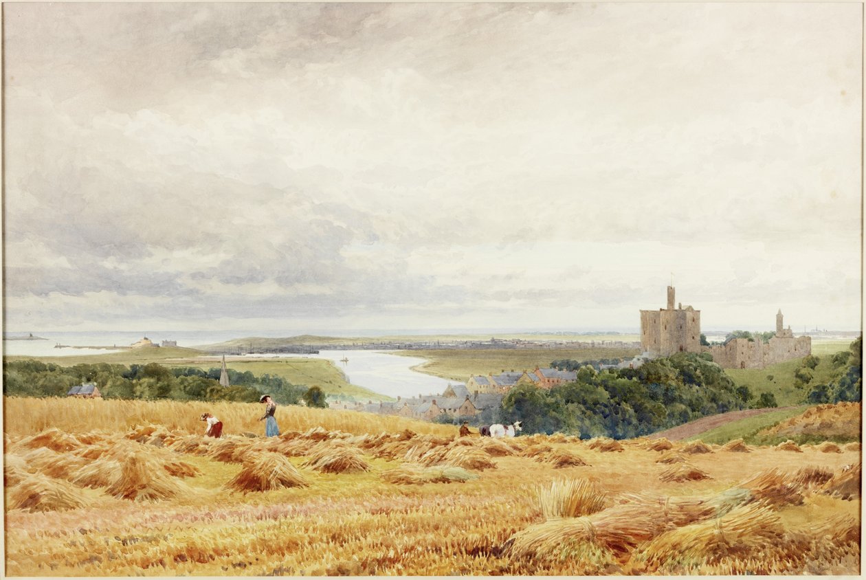 Warkworth Castle (akvarel på papir) af Harold Palmer