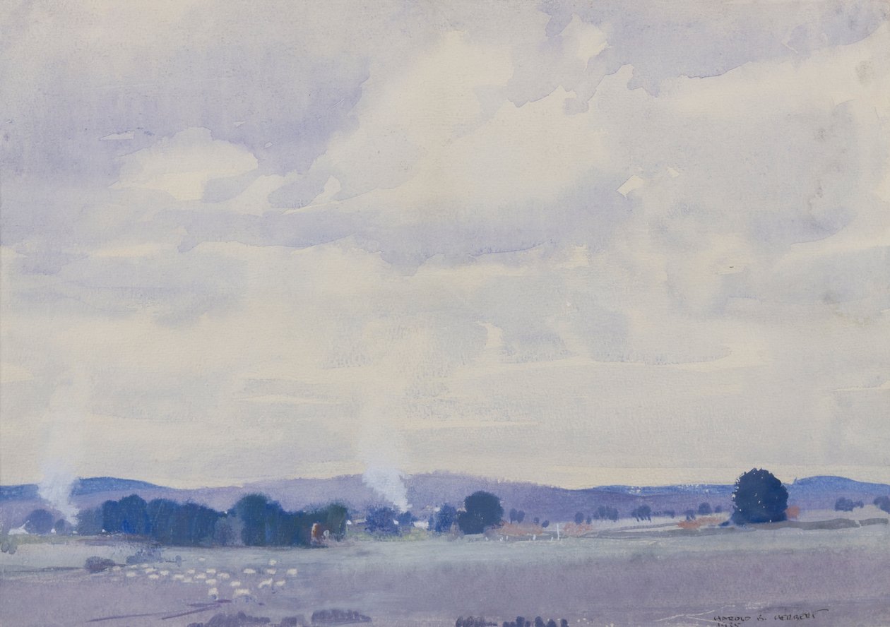 Fåreland, Victoria, 1935 (wc & gouache på papir) af Harold Brocklebank Herbert
