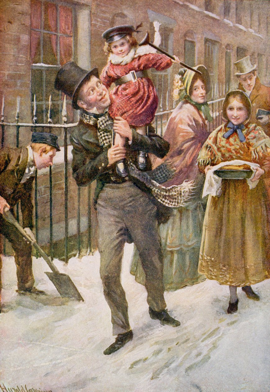Bob Cratchit og Tiny Tim, illustration til 