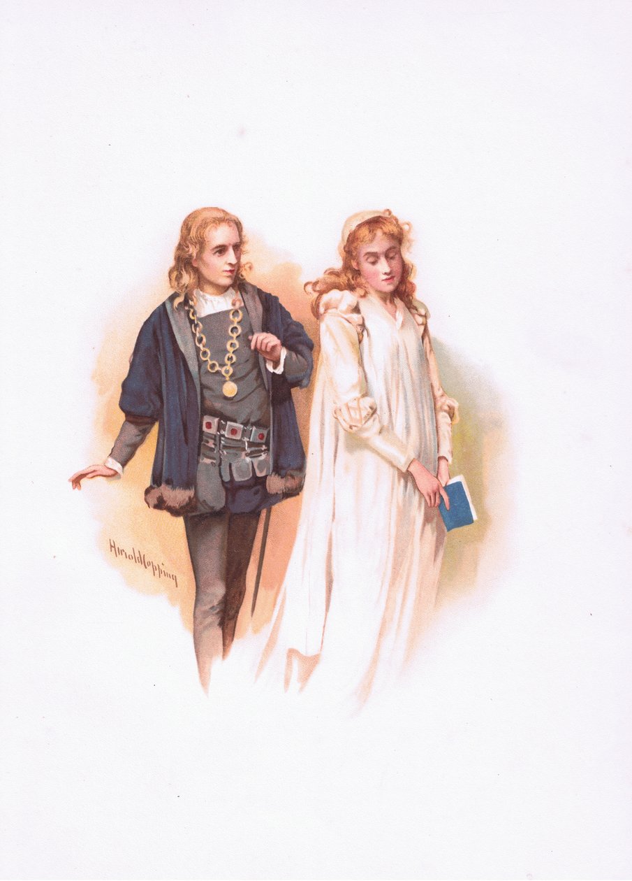 Hamlet og Ophelia, illustration fra Hamlet af Harold Copping