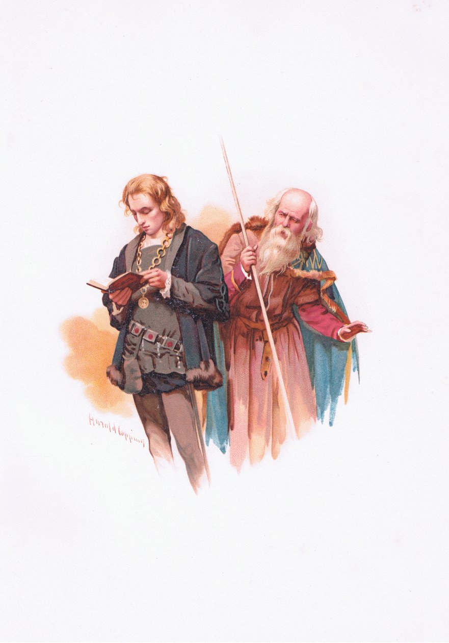 Hamlet og Polonius, illustration fra Hamlet af Harold Copping