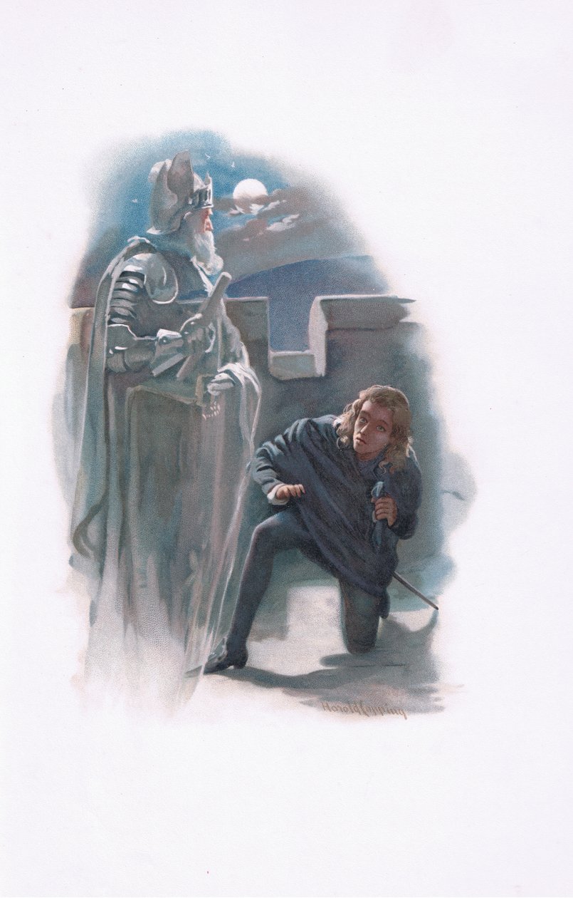 Hamlet og spøgelset, illustration fra Hamlet af Harold Copping