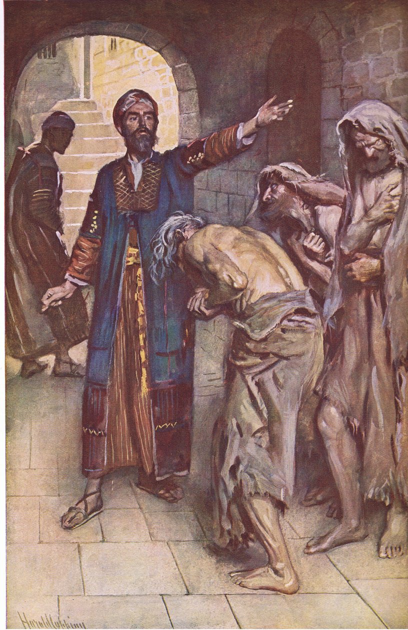 Isaiah and the messengers, illustration fra Pictures That Teach The Crown Series, 1920 af Harold Copping
