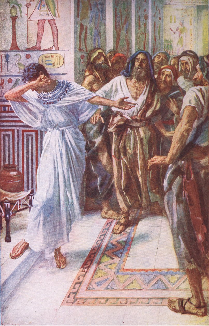 Josephs kendt af sine brødre, illustration fra Pictures That Teach The Crown Series, 1920 af Harold Copping