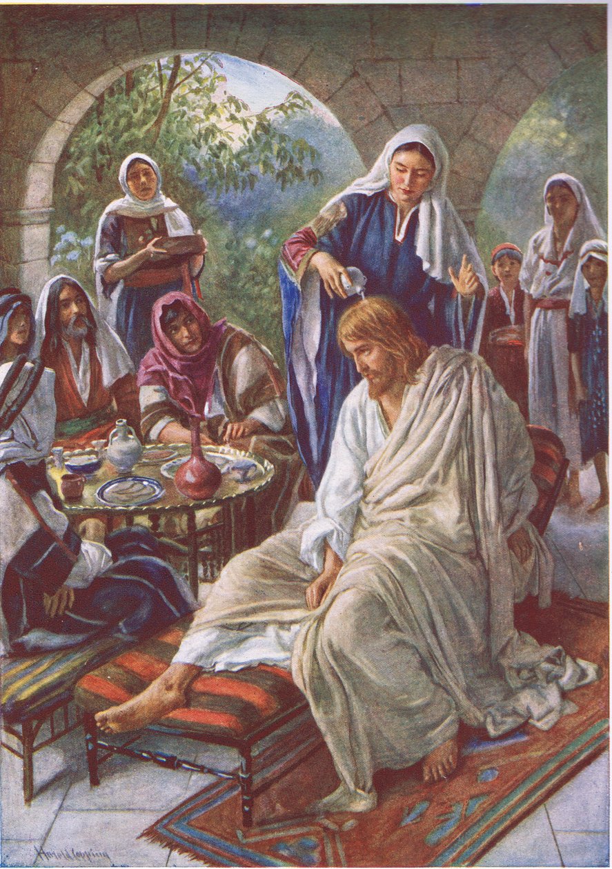 Maria salver Jesus, illustration fra Pictures That Teach The Crown Series, 1920 af Harold Copping
