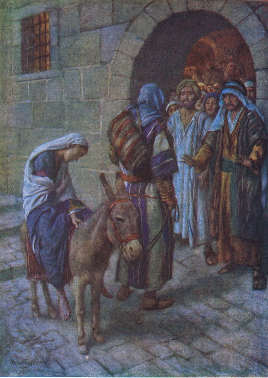 Der er ikke plads på kroen, illustration fra Harold Copping Pictures: The Crown Series, ca. 1920