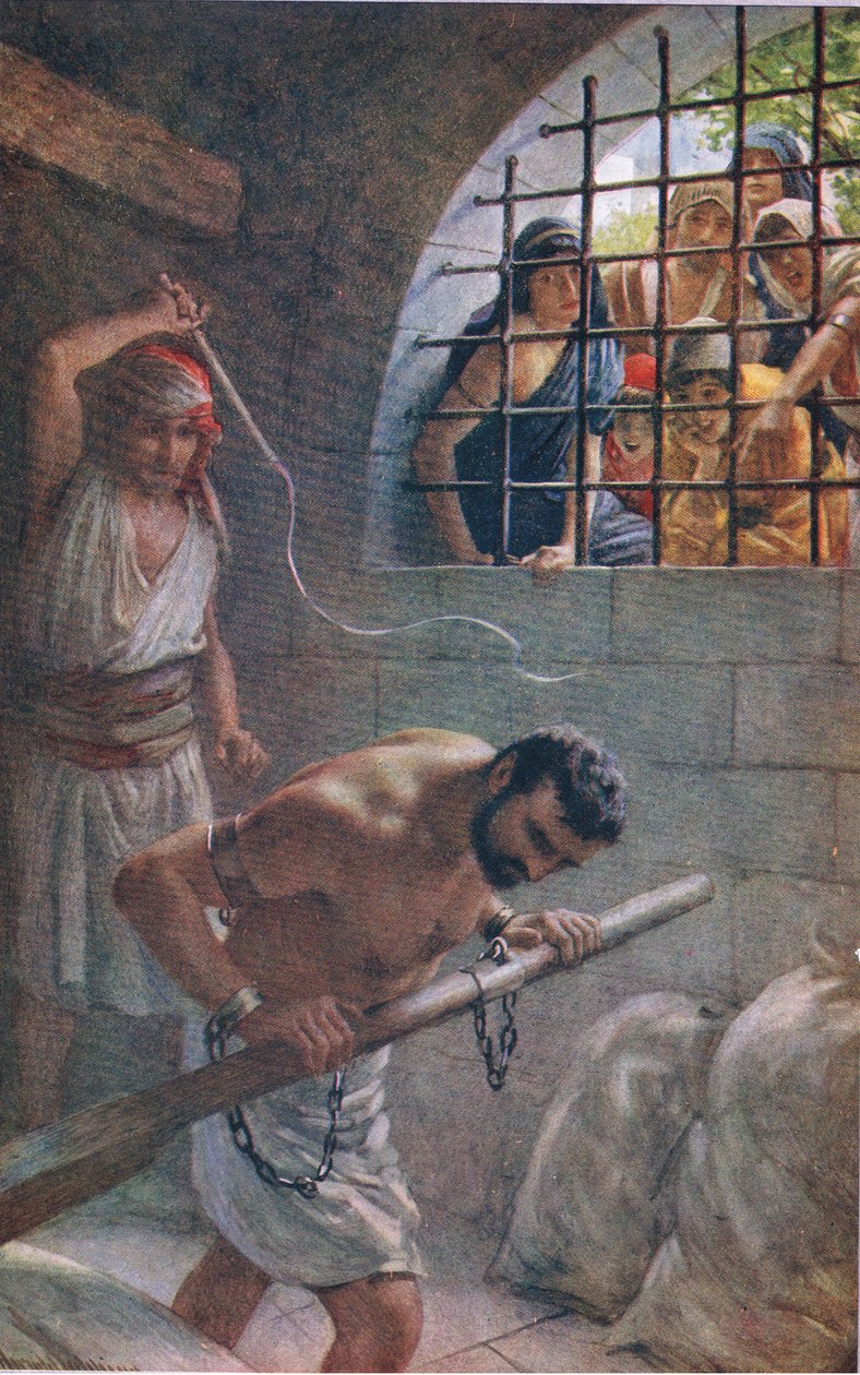 Samson, illustration fra Pictures That Teach The Crown Series, 1920 af Harold Copping