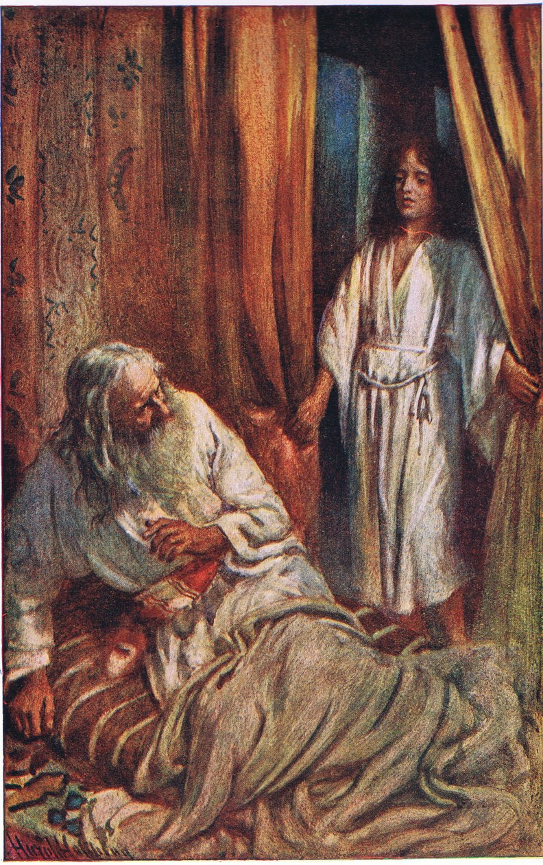 Samuel og Eli, illustration fra Pictures That Teach The Crown Series, 1920 af Harold Copping