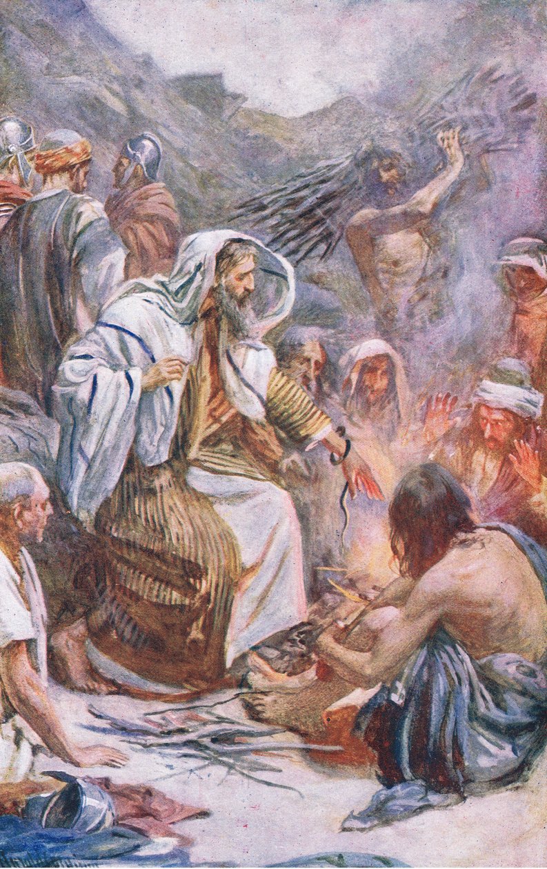 St Paul at Melita, illustration fra Harold Copping Pictures: The Crown Series, ca. 1920