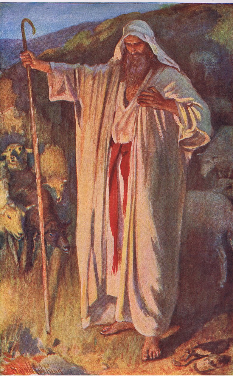 Den brændende busk, illustration fra Pictures That Teach The Crown Series , 1920 af Harold Copping