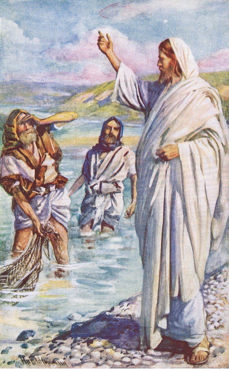 The call of Andrew and Peter, illustration fra Harold Copping Pictures: The Crown Series, c.1920